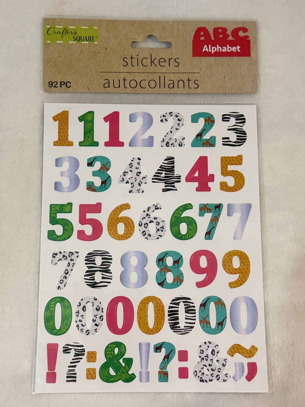 💜 Crafters Square ABC Number & Symbol Sticker Sheet - Multicolored